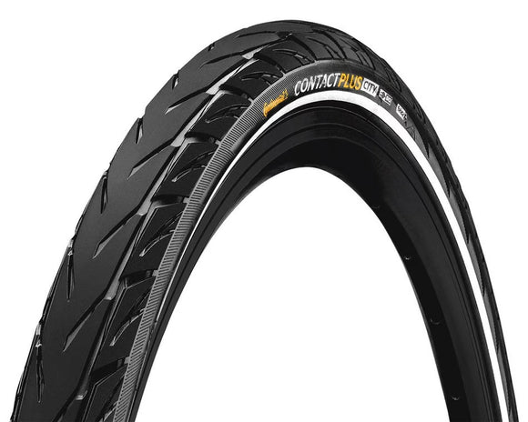 Continental Contact Plus City Tire - 26 x 2.20, Clincher, Wire, Black/Reflex, SafetyPlus Breaker, E50