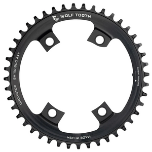 Wolf Tooth Shimano 110 Asymmetric BCD Chainring - 44t 110 Asymmetric BCD 4-Bolt Drop-Stop Flattop For Shimano GRX Cranks Black