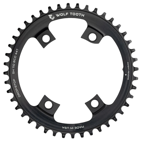 Wolf Tooth Shimano 110 Asymmetric BCD Chainring - 42t 110 Asymmetric BCD 4-Bolt Drop-Stop For Shimano Cranks Black